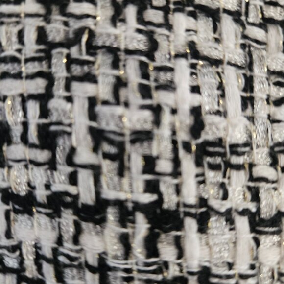 TAHARI Arthur Levine Coat/Jacket White & Black w/Pearls & Metallic Fibers Sz 12 - Picture 3 of 11